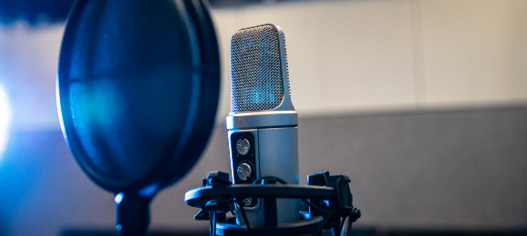 Microphone in Talbot College recording studio