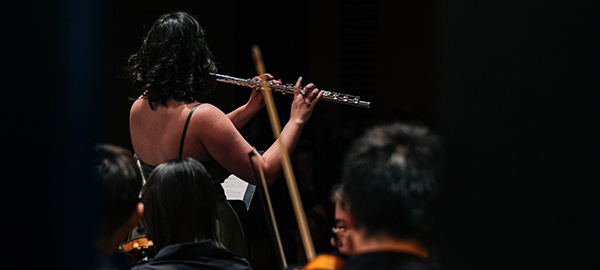 Flutist Katie Kirkpatrick performs with the Western University Symphony Orchestra