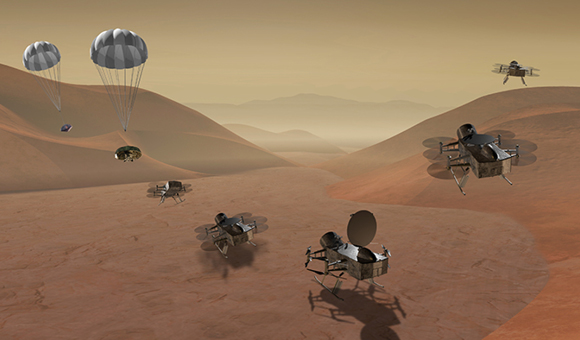 Dragonfly quadcopter explorer for Titan moon