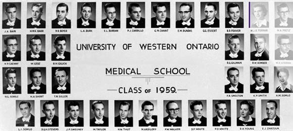 A black and white class composite of the class of 1959