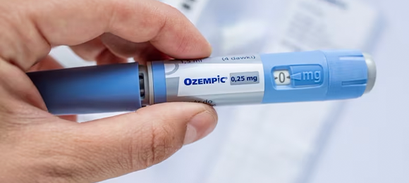 Diabetes drug ozempic in a blue dispensing tube
